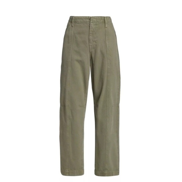 Frame Denim High-Rise Relaxed Washed Trouser Pants Green - Picture 5 of 11